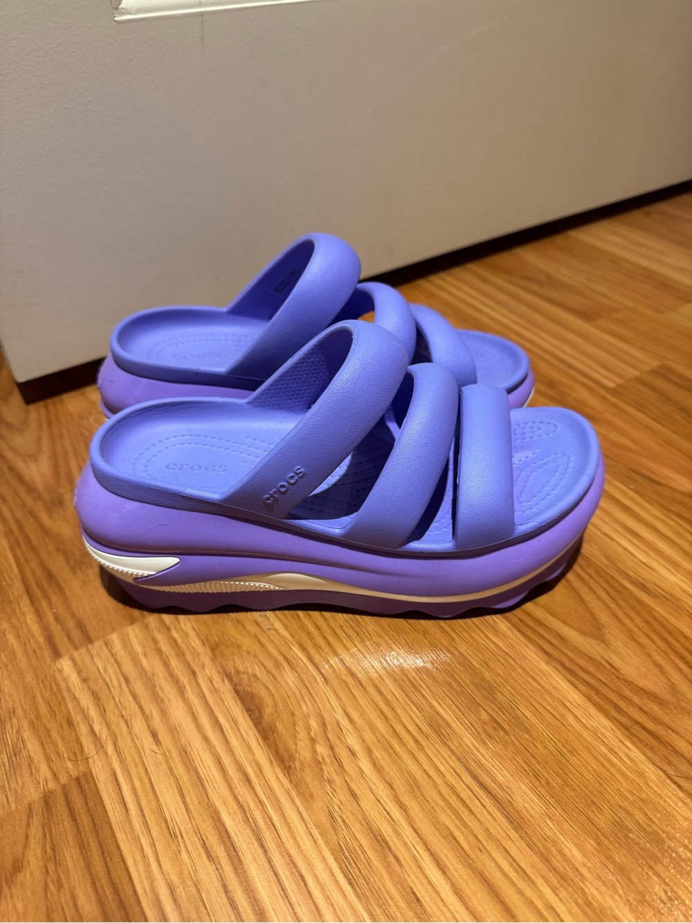 are Crocs Women's Mega Crush Triple Strap Platform Sandals  Galaxy Purple - Picture 2 of 3